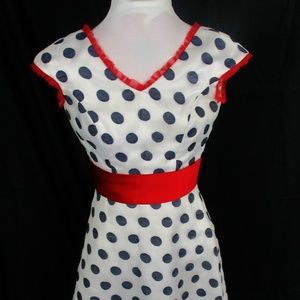 eternity evenings women's white & navy w/red sash